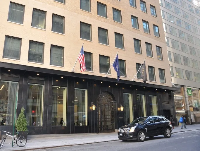 View of The Marmara Park Avenue from outside, a hotel with an indoor pool in NYC.