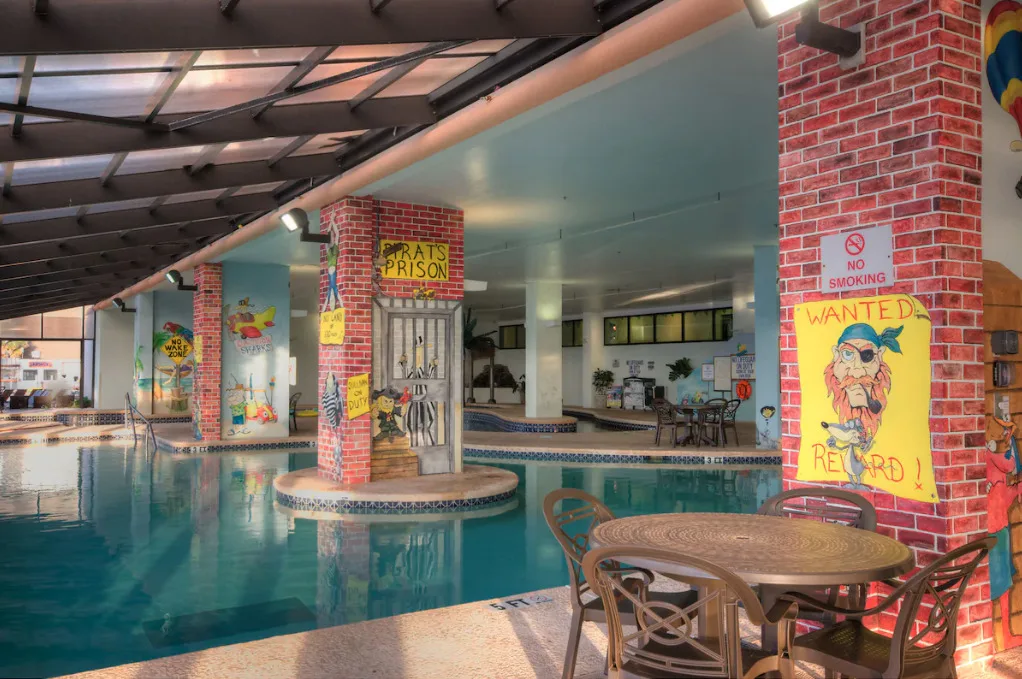 Caribbean Resort and Villas Myrtle Beach Indoor Pirate themed pool hot tubs and lazy river 