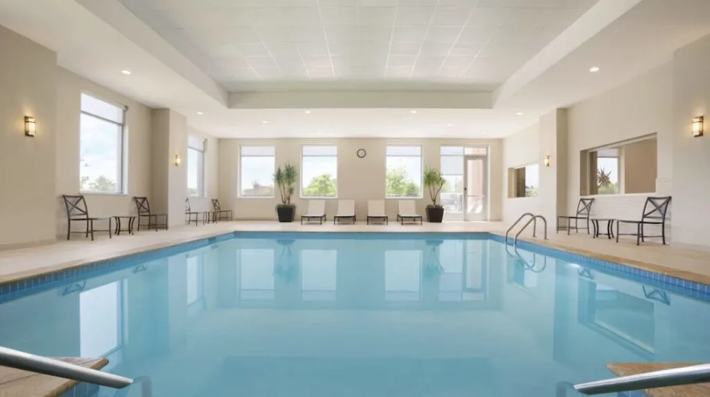 bright hotel indoor pool area at Embassy Suites by Hilton Oklahoma City Downtown Medical Center