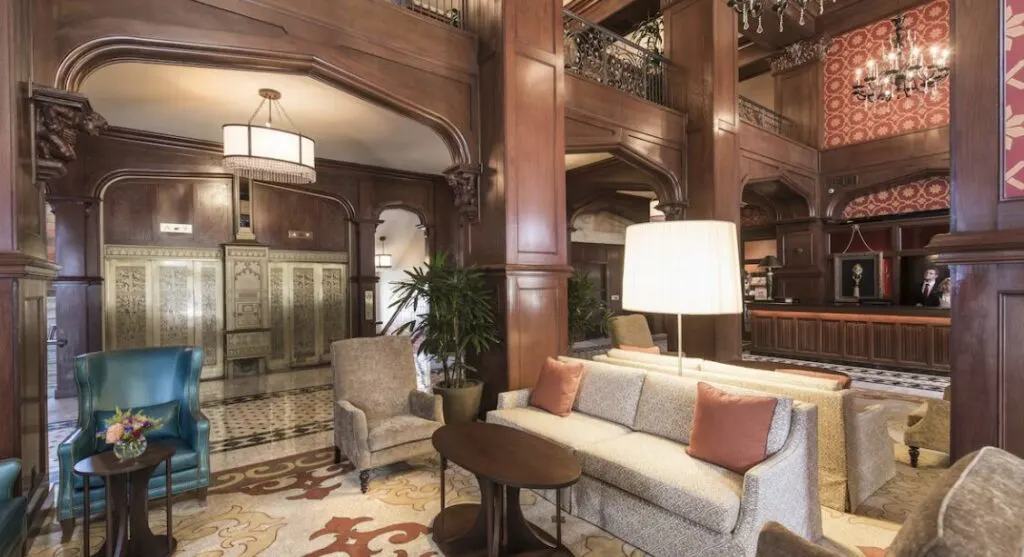 southern design hotel lobby at The Skirvin Hilton Oklahoma City