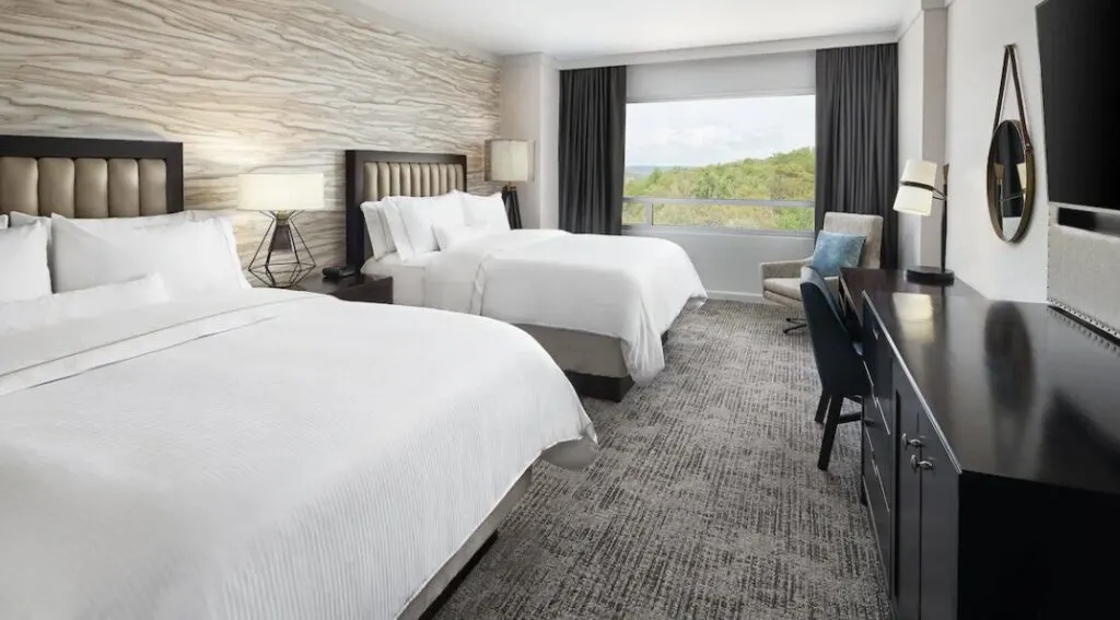 spacious hotel room with large windows at The Westin Baltimore Washington Airport 