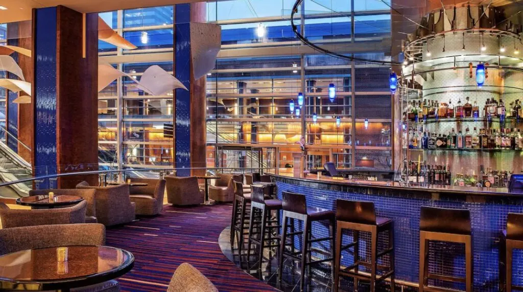 bar and lobby at Hilton Baltimore Inner Harbor