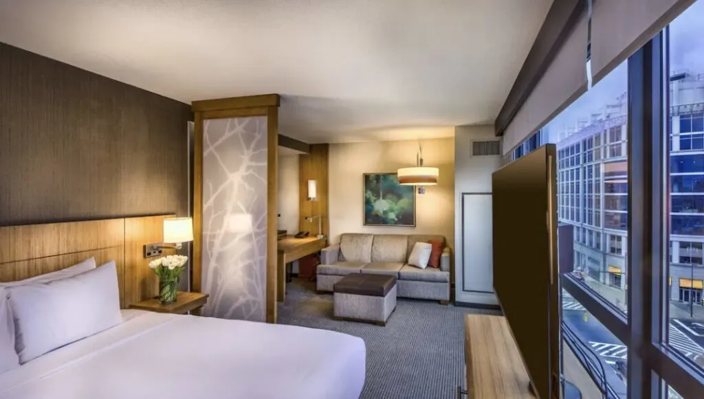 spacious and unique hotel room interior at Hyatt Place Baltimore/Inner Harbor 