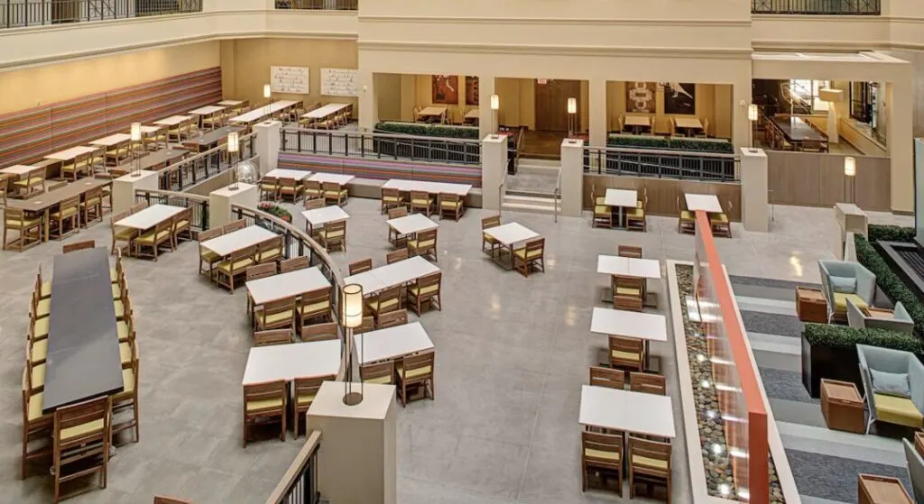 lobby and restaurant area at Embassy Suites by Hilton San Diego Bay Downtown