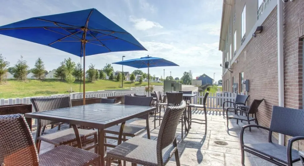 outdoor terrace area at Holiday Inn Express & Suites Lancaster East - Strasburg