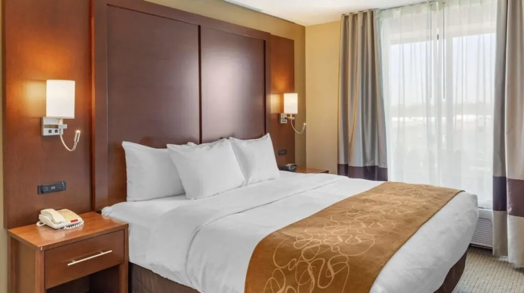 simple hotel room interior at Comfort Suites Amish Country Lancaster PA