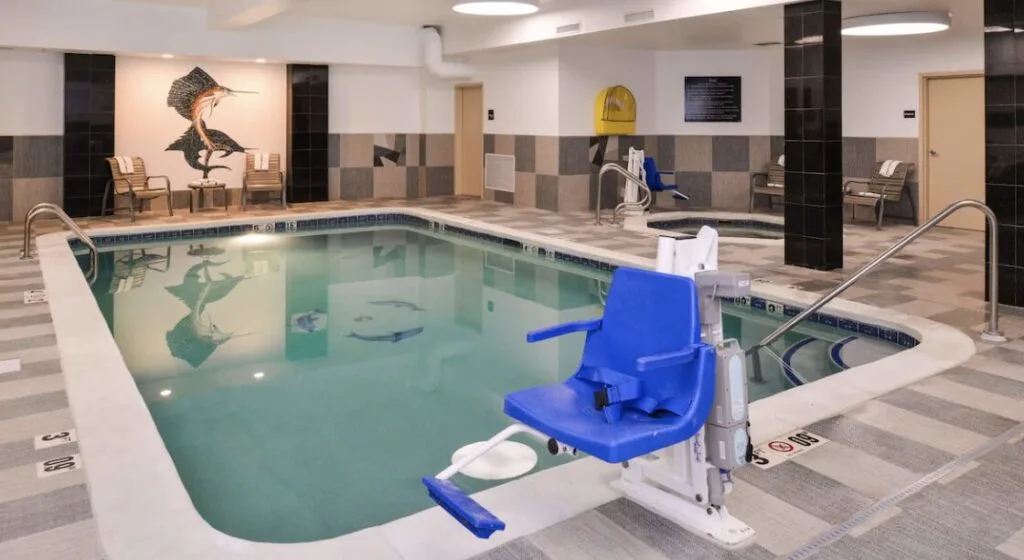 indoor pool with accessibility lift at Hampton Inn & Suites Denver-Speer Boulevard hotel CO